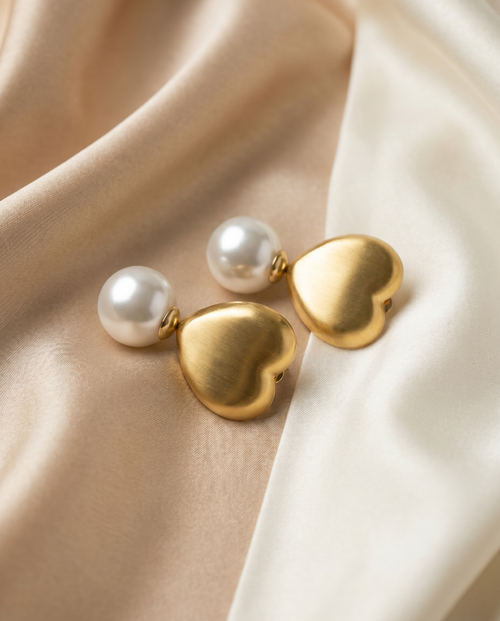 Herzohrring in Gold mit Steinkugel für Damen